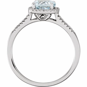 Budget Jewelry Cool Accent Sterling Silver Natural Aquamarine & .01 CTW Natural Diamond Ring