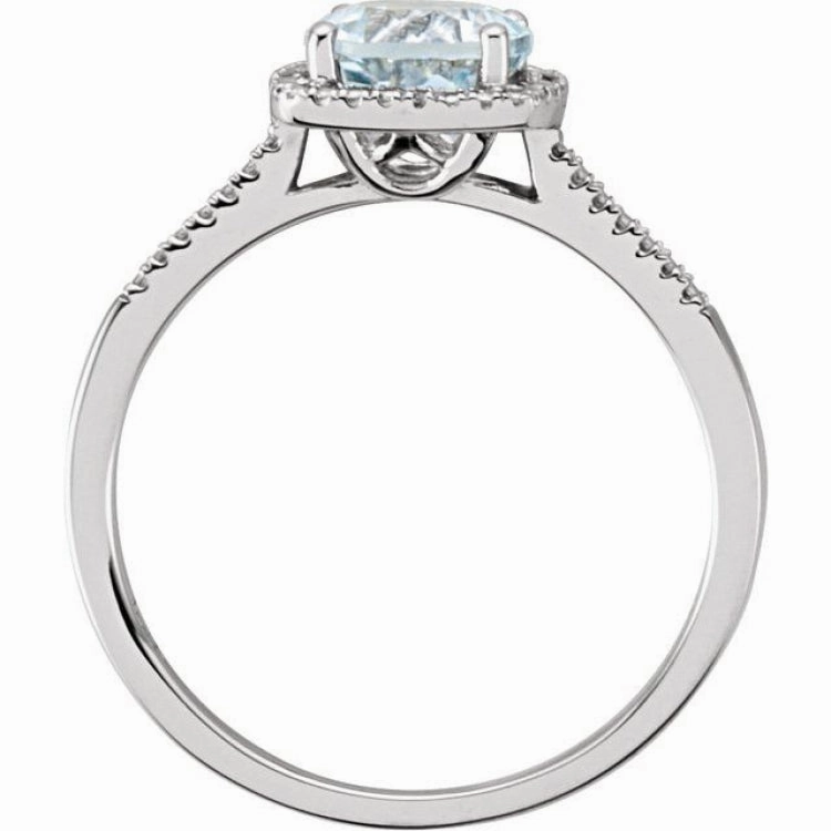 Budget Jewelry Cool Accent Sterling Silver Natural Aquamarine & .01 CTW Natural Diamond Ring