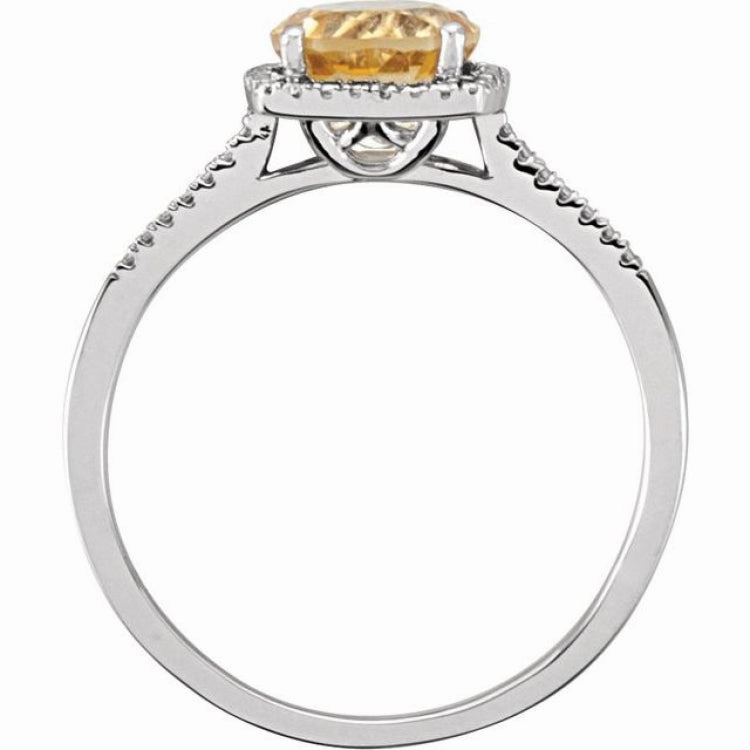Glamorous Article Sterling Silver Natural Citrine & .01 CTW Natural Diamond Ring
