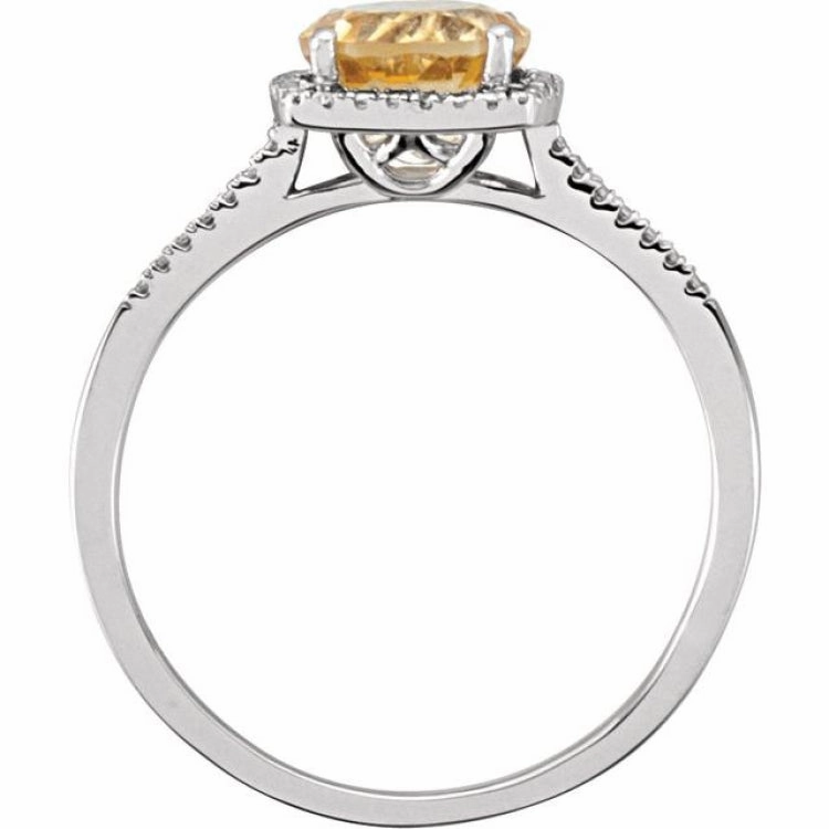 Tarnish Proof Sentimental Adornment Sterling Silver Natural Citrine & .01 CTW Natural Diamond Ring