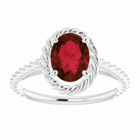 Sterling Silver Natural Mozambique Garnet Rope Ring Layering Essential
