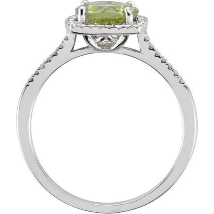 Sterling Silver Natural Peridot & .01 CTW Natural Diamond Ring Favorite Present