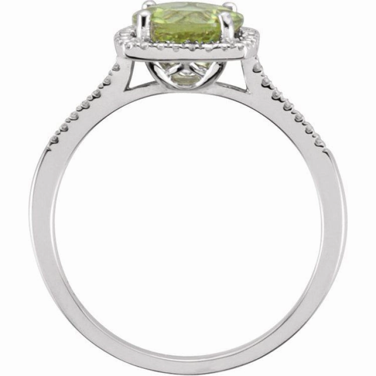 Gentle Form Fine Object Sterling Silver Natural Peridot & .01 CTW Natural Diamond Ring