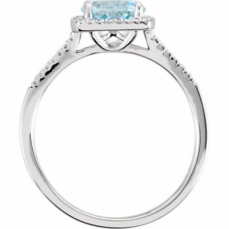 Premium Ornament Sterling Silver Natural Sky Blue Topaz & .01 CTW Natural Diamond Ring
