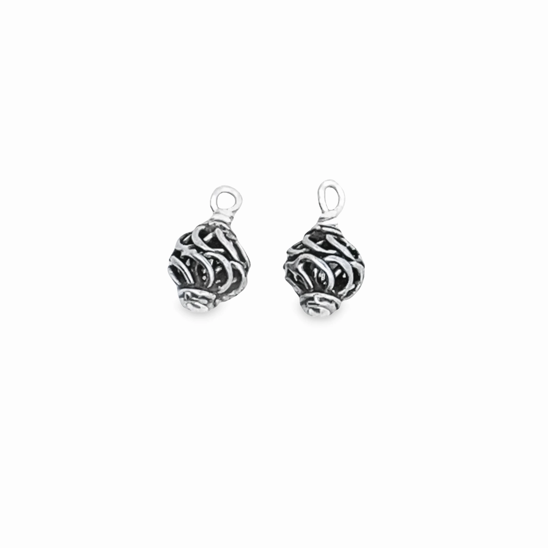 Night Spark Premium Quality Sterling Silver Oxidized Bali Bead Earring Charms