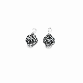 Night Spark Premium Quality Sterling Silver Oxidized Bali Bead Earring Charms