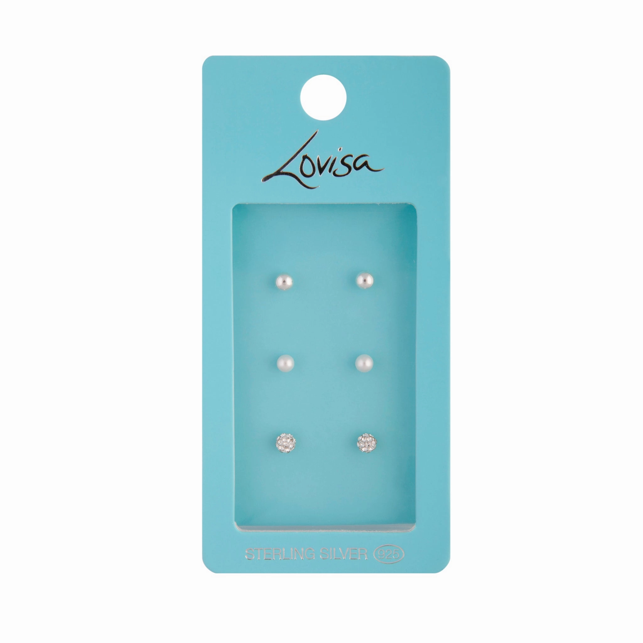 Sterling Silver Pearl Fireball Stud Earrings Trio Modern Flow