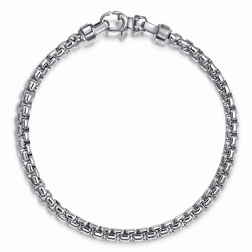 Sterling Silver Solid Mens Round Box Chain Bracelet Statement Edge