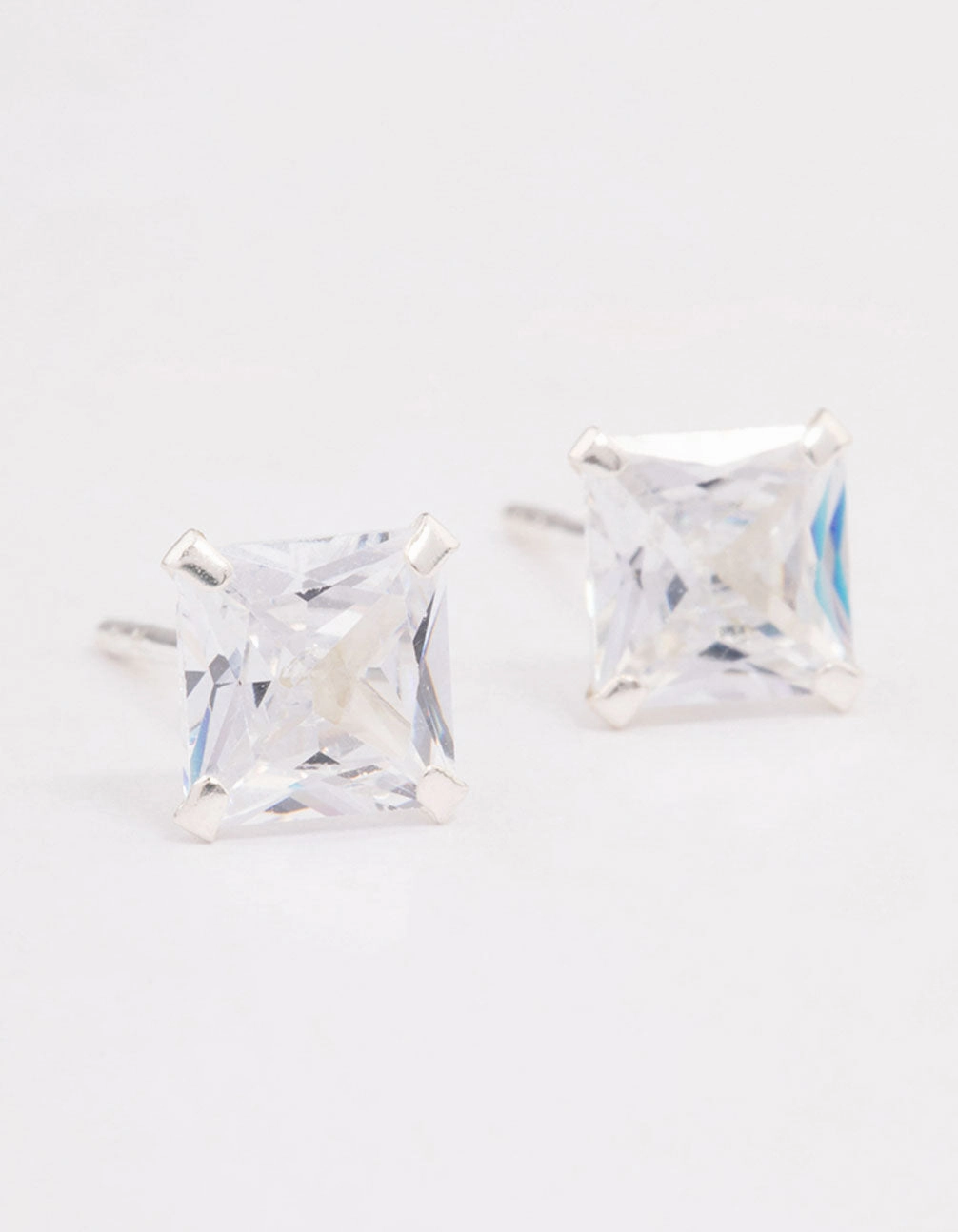 Sterling Silver Square Cubic Zirconia Stud Earrings Trendy Gift Daily Radiance