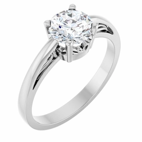 Refined Proportion Sterling Silver Stuller Lab-Created Moissanite Ring