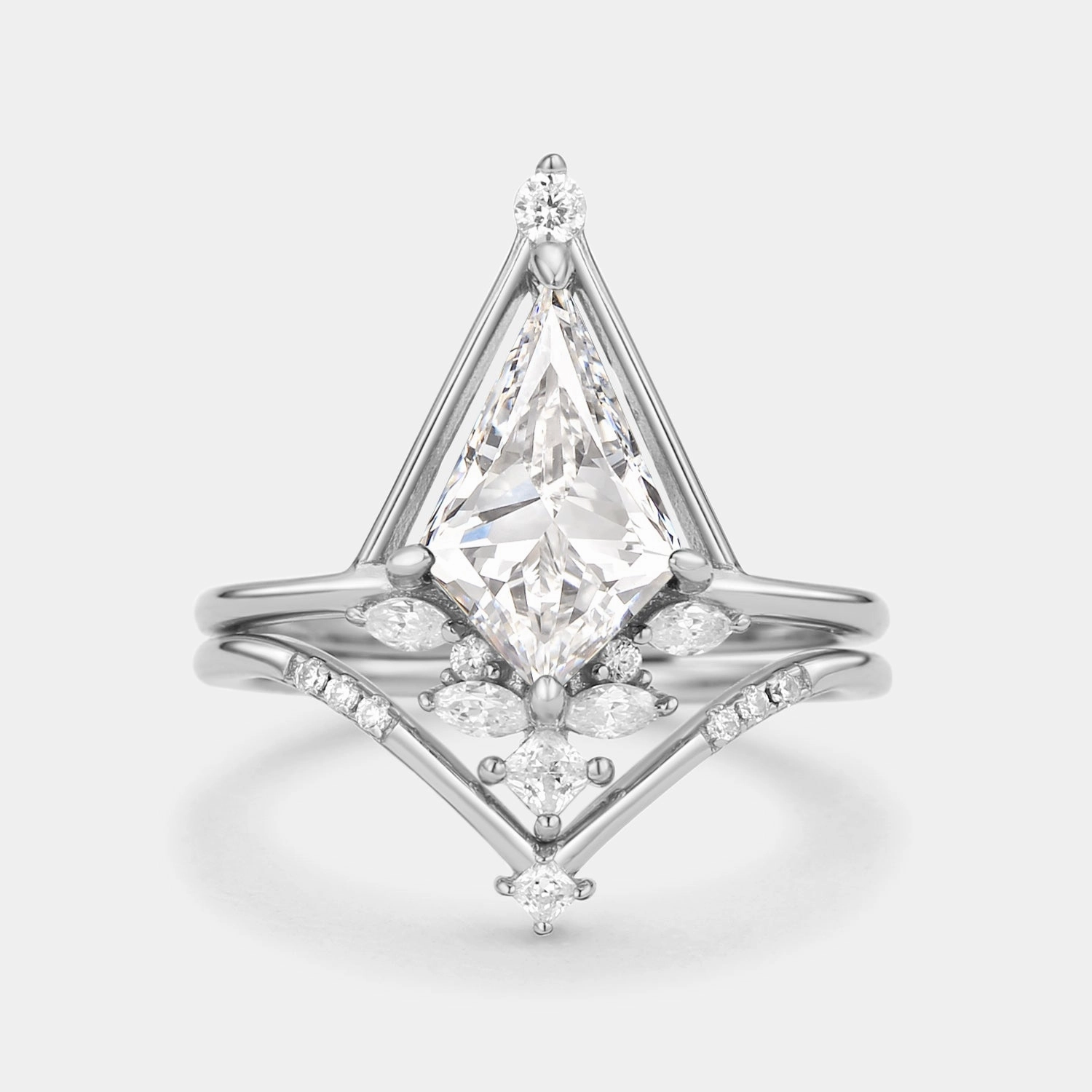 Durable Accessory Hypoallergenic Symbol Unique Kite Lab Grown Diamond Engagement Ring Set 2pcs - Rime
