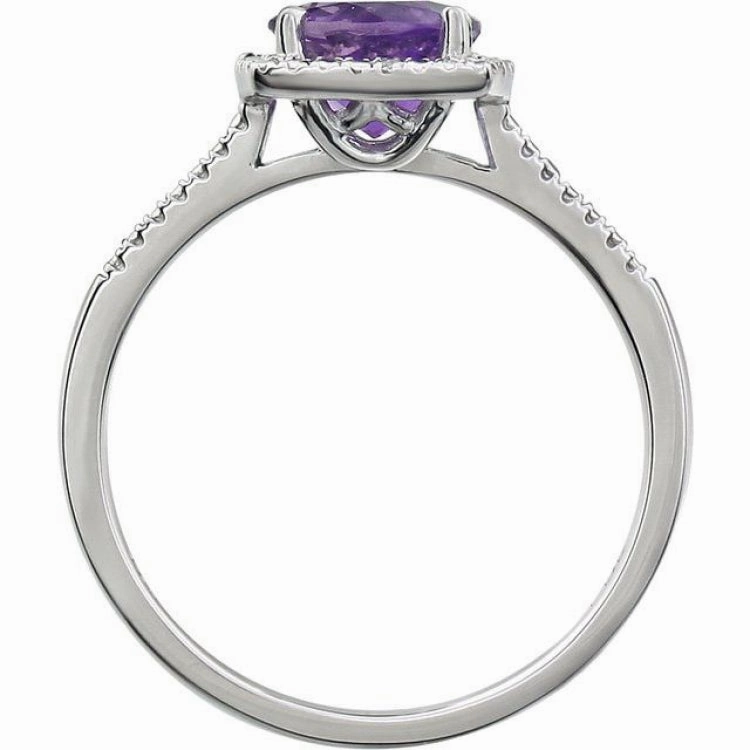 Sterling Silver Natural Amethyst & .01 CTW Natural Diamond Ring Value Accessory Minimal Flow