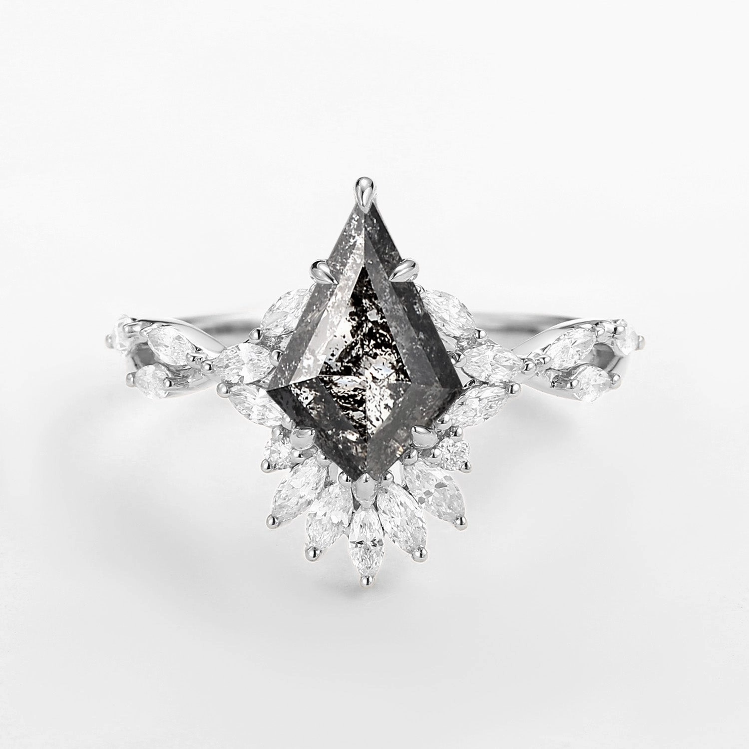 Salt and Pepper Diamonds Kite Cut Infinity Engagement Ring Chic Flair All Day