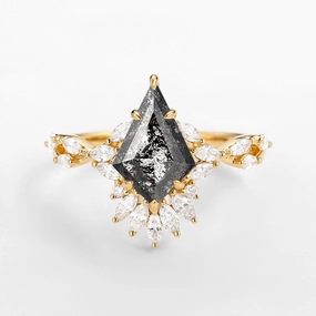 Salt and Pepper Diamonds Kite Cut Infinity Engagement Ring Bold Layer