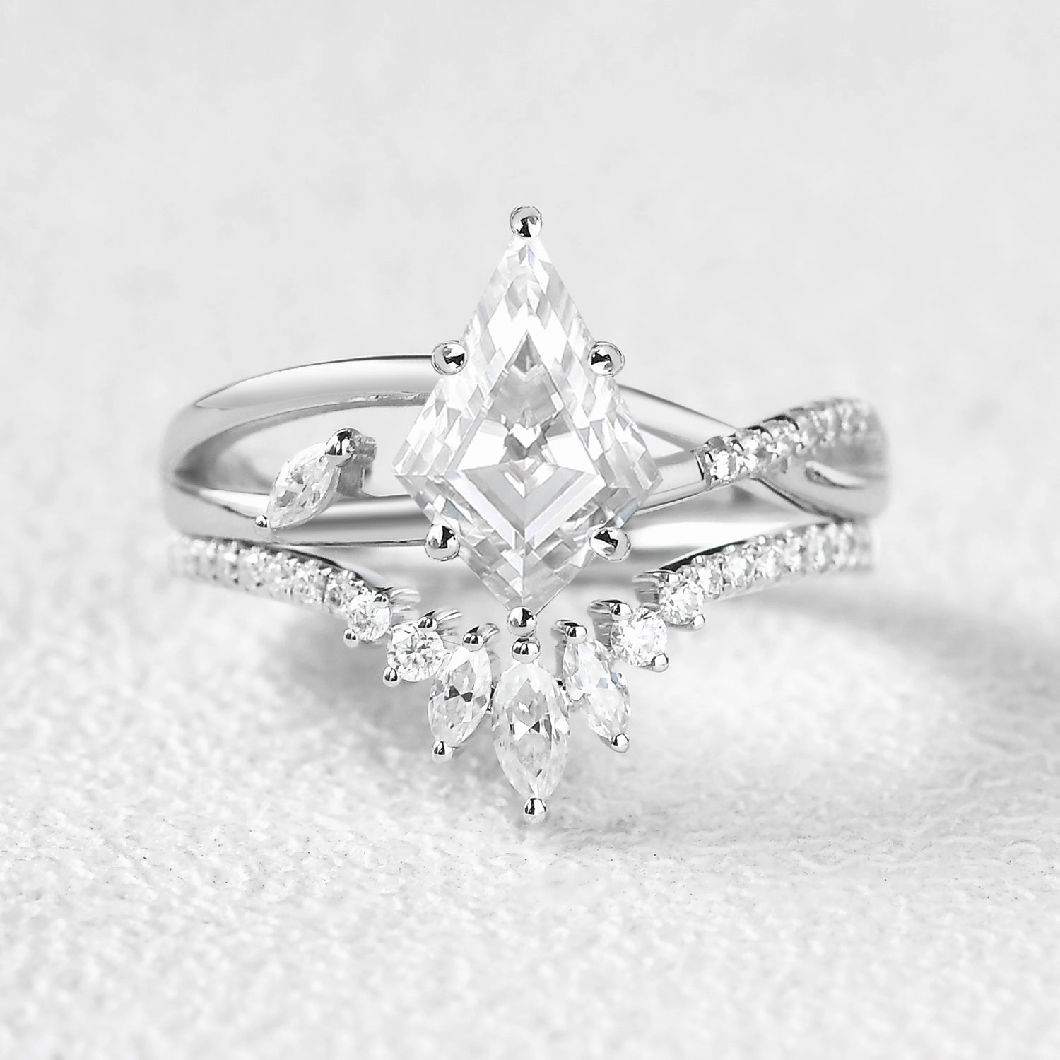 Unique Moss Agate Infinity Engagement Ring Sets 2pcs Evening Outfit