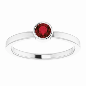 Platinum 4 mm Natural Mozambique Garnet Ring Gift Guide Minimal Glimmer
