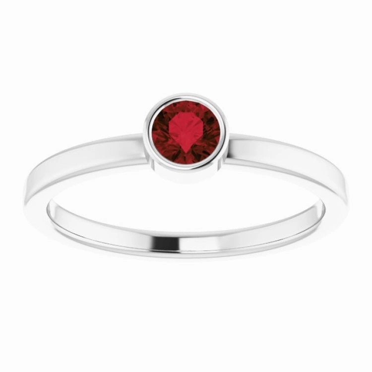 Platinum 4 mm Natural Mozambique Garnet Ring Gift Guide Minimal Glimmer