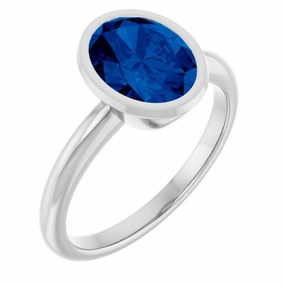 Personal Emblem Amazing Adornment Platinum Lab-Grown Blue Sapphire Ring
