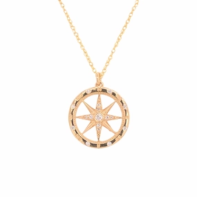 Custom Styling Trendy Finish David Connolly | Medium Windrose Style Round Diamond Compass Pendant