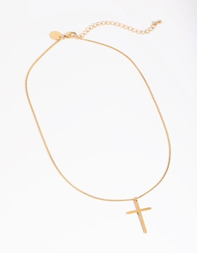 Waterproof Gold Plated Stainless Steel Cross Necklace Light Fit Dazzle Factor