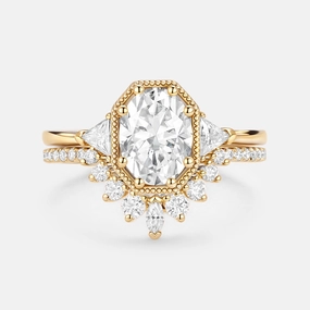 Geometric Moissanite Retro Style Ring Set 2pcs Distinct Form