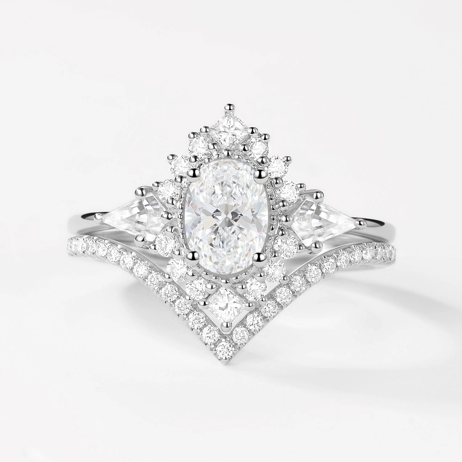 1.0-2.0ct Oval & Kite Lab Grown Diamond Ring Set Father??s Day