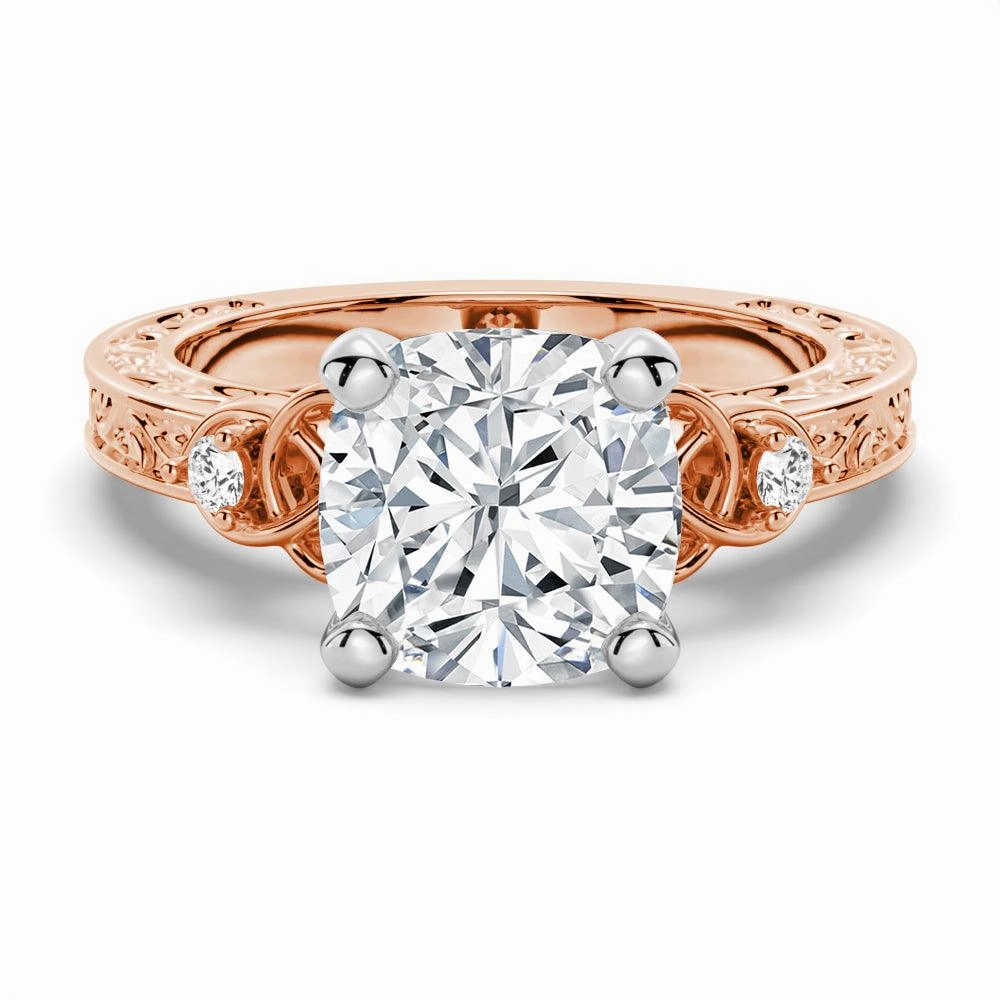 Sparkling Pieces Vintage Celtic Knots Design Cushion Cut Moissanite Engagement Ring