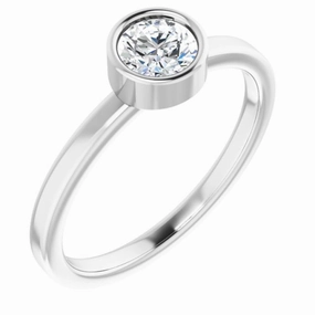 Platinum 5 mm Natural White Sapphire Ring Economical Expression Timeless Piece