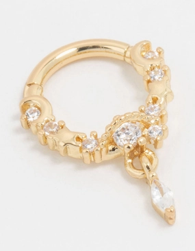 Sleek Piece Classic Piece Gold Plated Surgical Steel Celestial Drop Clicker Ring
