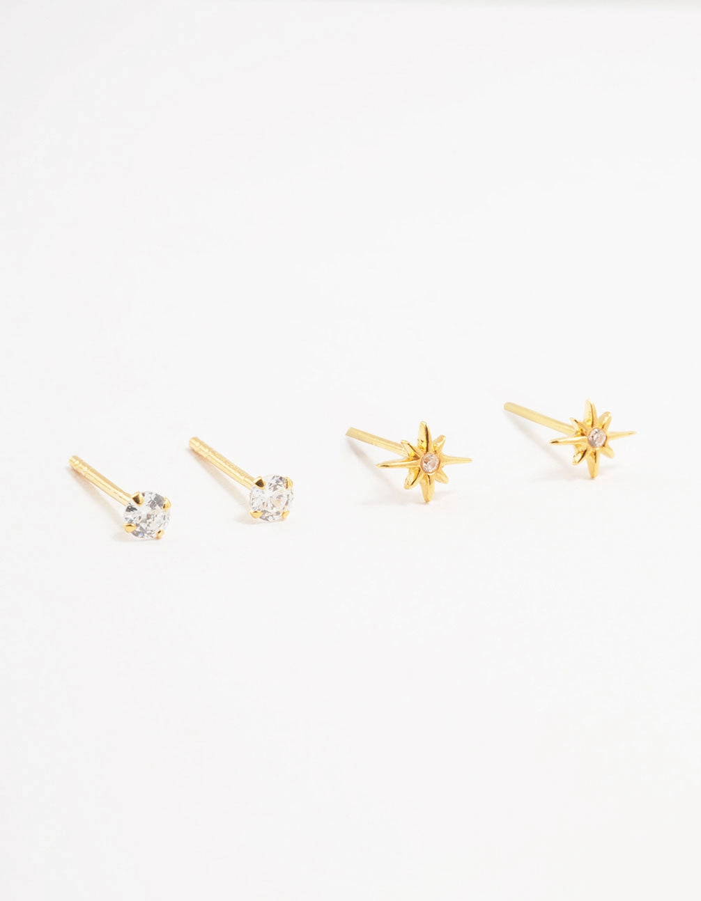 Impeccable Highlight Gold Plated Sterling Silver Mini Starburst Earrings 2-Pack