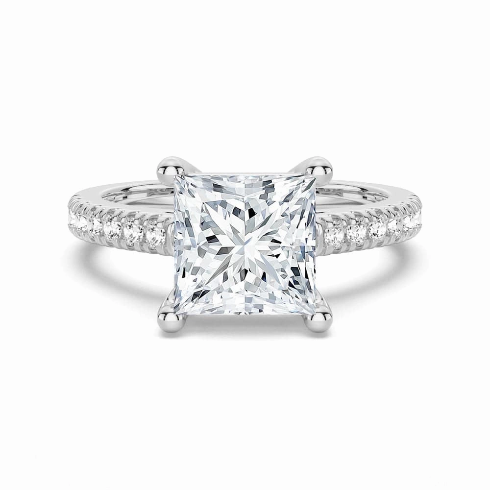 Moissanite Princess Cut Engagement Ring With Hidden Halo Lightweight Glam