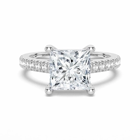 Moissanite Princess Cut Engagement Ring With Hidden Halo Effortless Sparkle