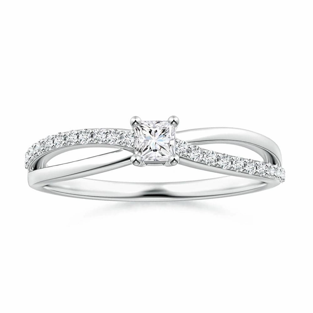 Event Style Princess Cut Lab Grown Diamond Split Shank Promise Ring