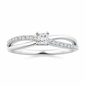 Princess Cut Lab Grown Diamond Split Shank Promise Ring Flawless Radiance Gift Fit