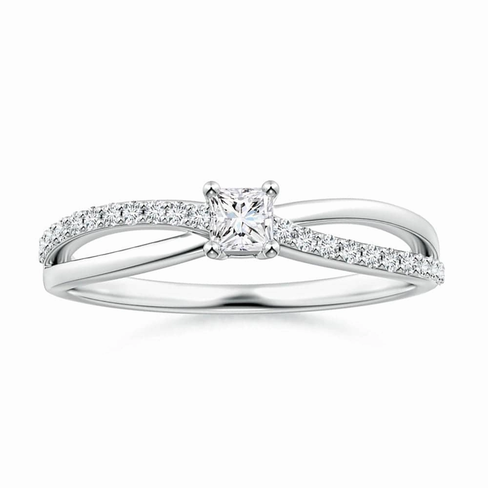 Princess Cut Lab Grown Diamond Split Shank Promise Ring Flawless Radiance Gift Fit