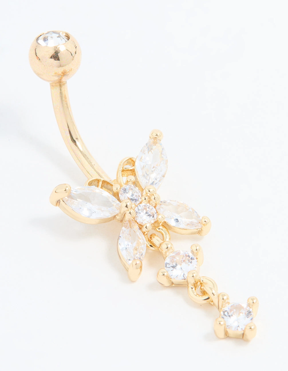 Gold Plated Titanium Cubic Zirconia Butterfly Belly Bar Casual Touch Classic Jewelry Design