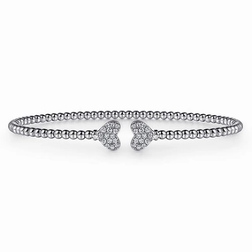 14K White Gold Bujukan Diamond Hearts Split Bangle Bold Touch Chic Fusion