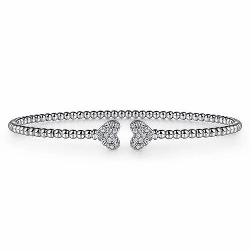 14K White Gold Bujukan Diamond Hearts Split Bangle Bold Touch Chic Fusion
