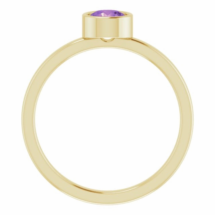 14K Yellow 5 mm Natural Amethyst Ring Mass market Valentine Present