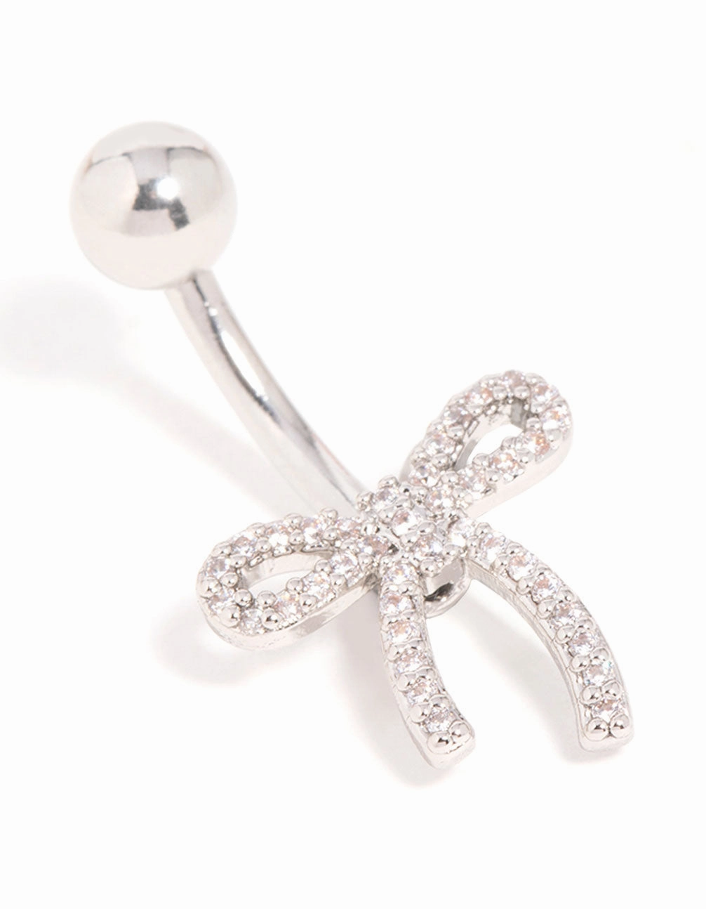 Surgical Steel Cubic Zirconia Pav?? Bow Belly Bar Refined Contour Night Spark