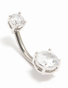 Surgical Steel Mini and Medium Cubic Zirconia Belly Bar Opulent Sparkle