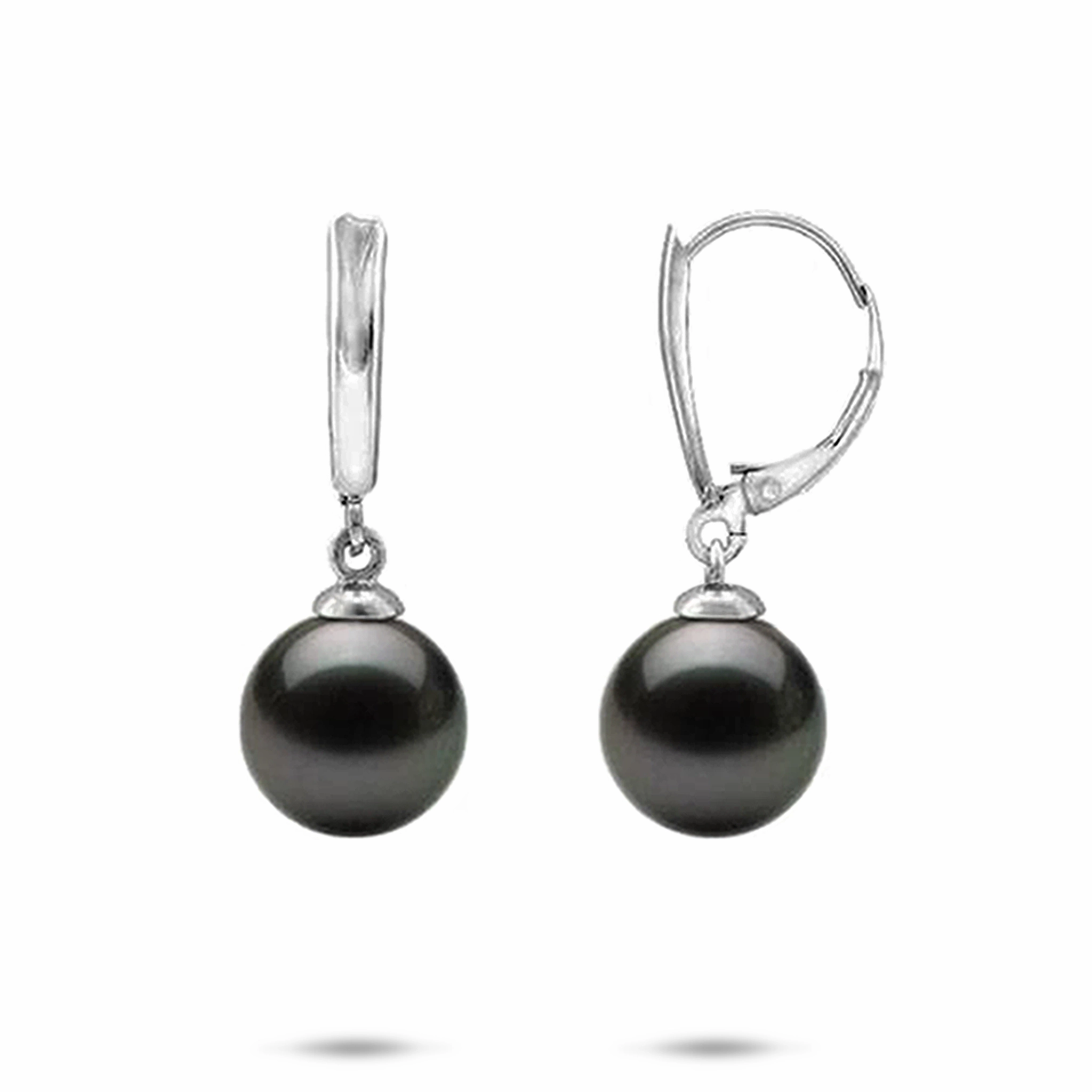 Sparkling Craftwork Tahitian Black Pearl Earrings in White Gold - 10-11mm