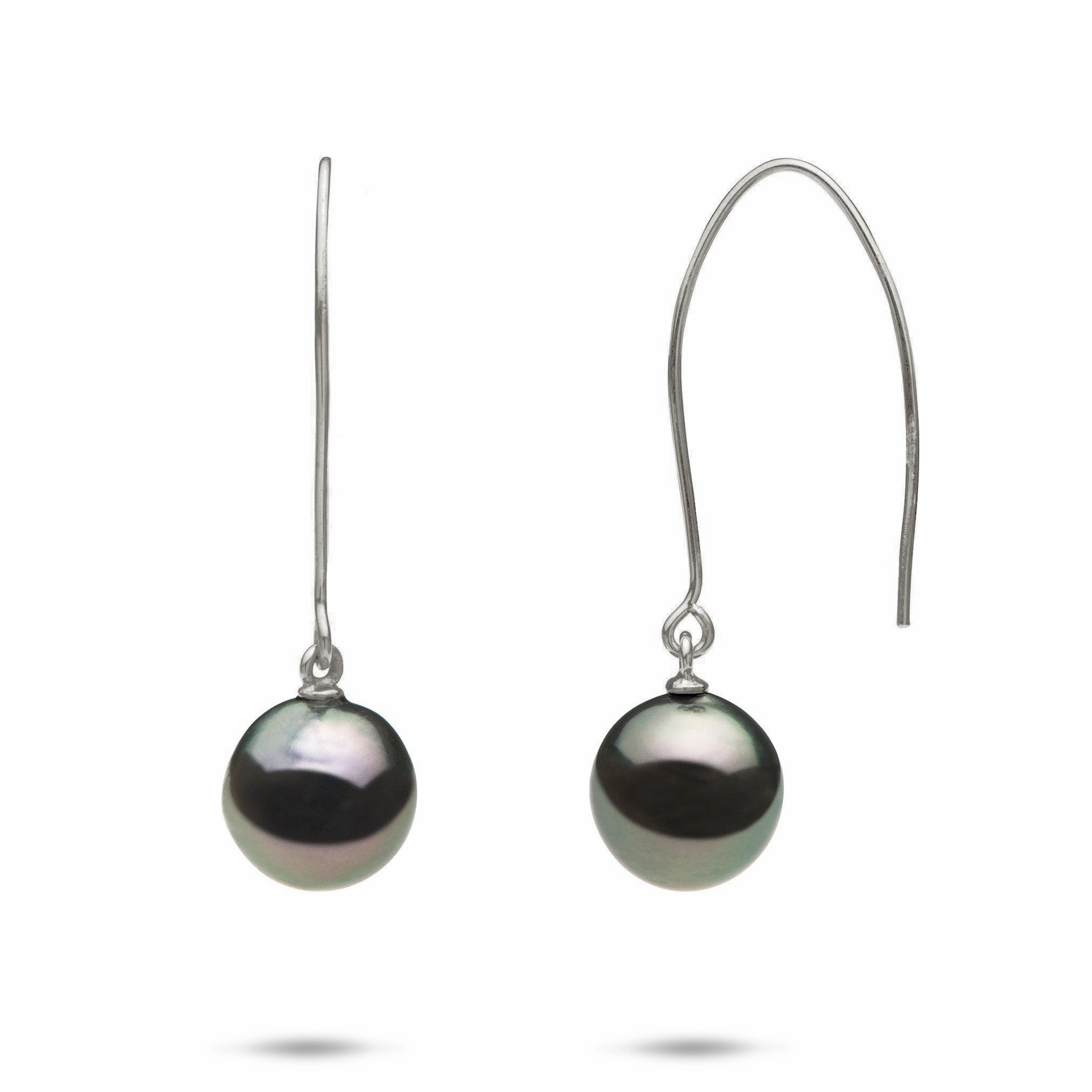 Tahitian Black Pearl Earrings in White Gold - 9-10mm Gift Choice Sparkling Piece