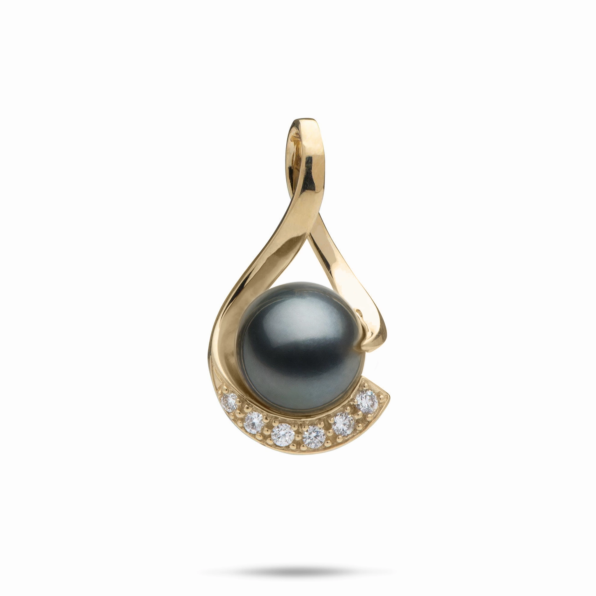 Lush Touch Tahitian Black Pearl Infinity Pendant in Gold with Diamonds - 11-12mm