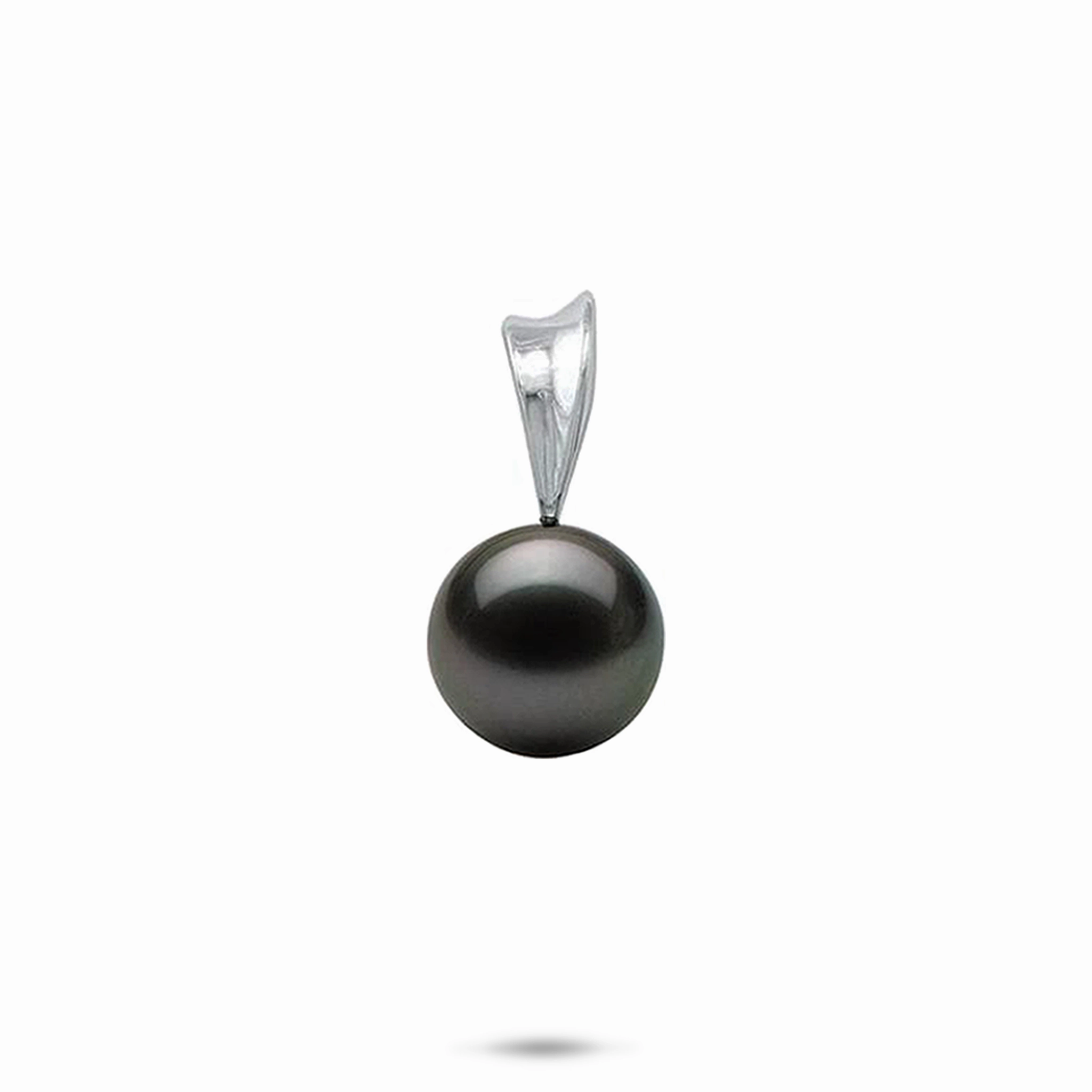 Charming Stones Sharp Silhouette Tahitian Black Pearl Pendant in White Gold - 10-11mm