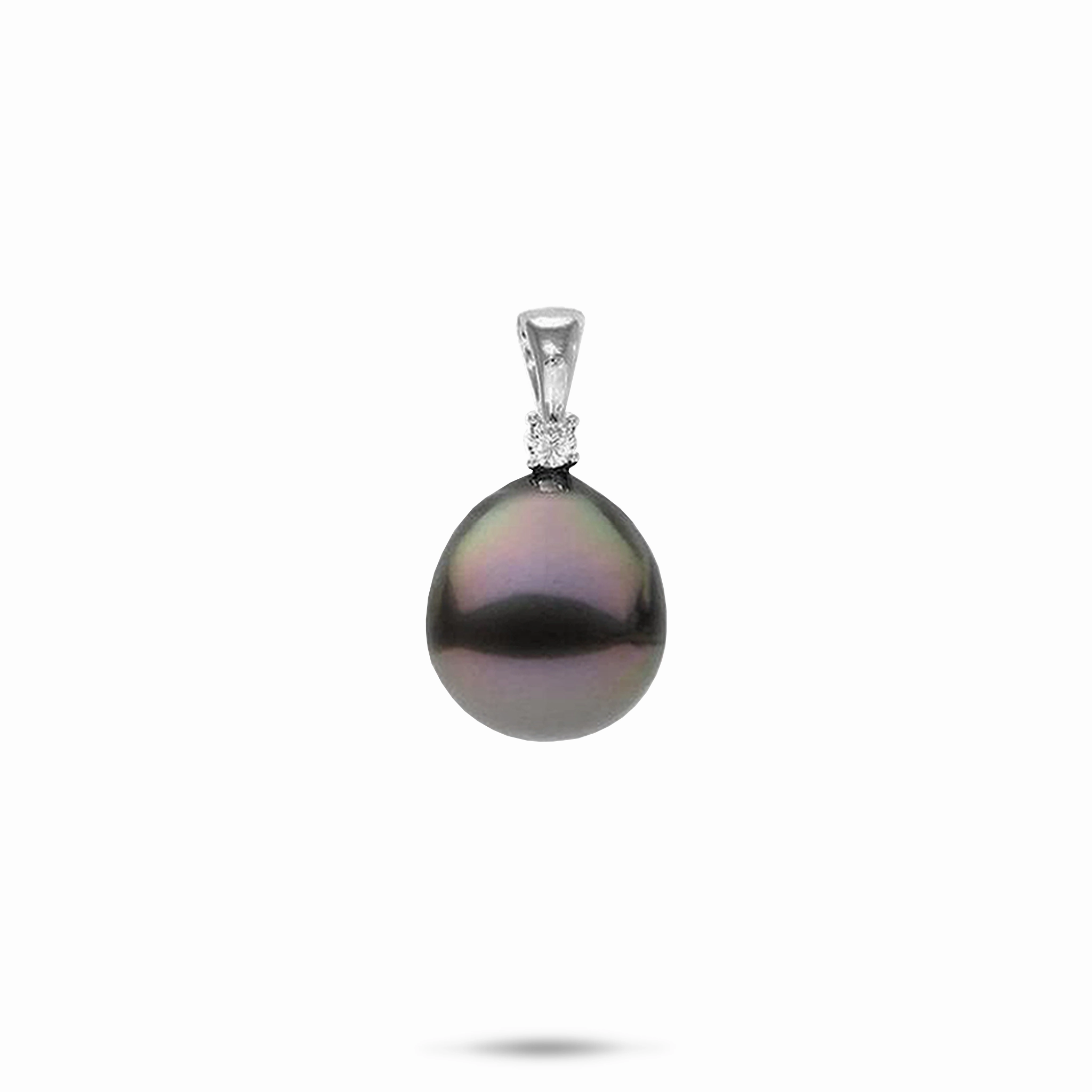 Tahitian Black Pearl Pendant in White Gold with Diamond - 11-12mm Simple pieces