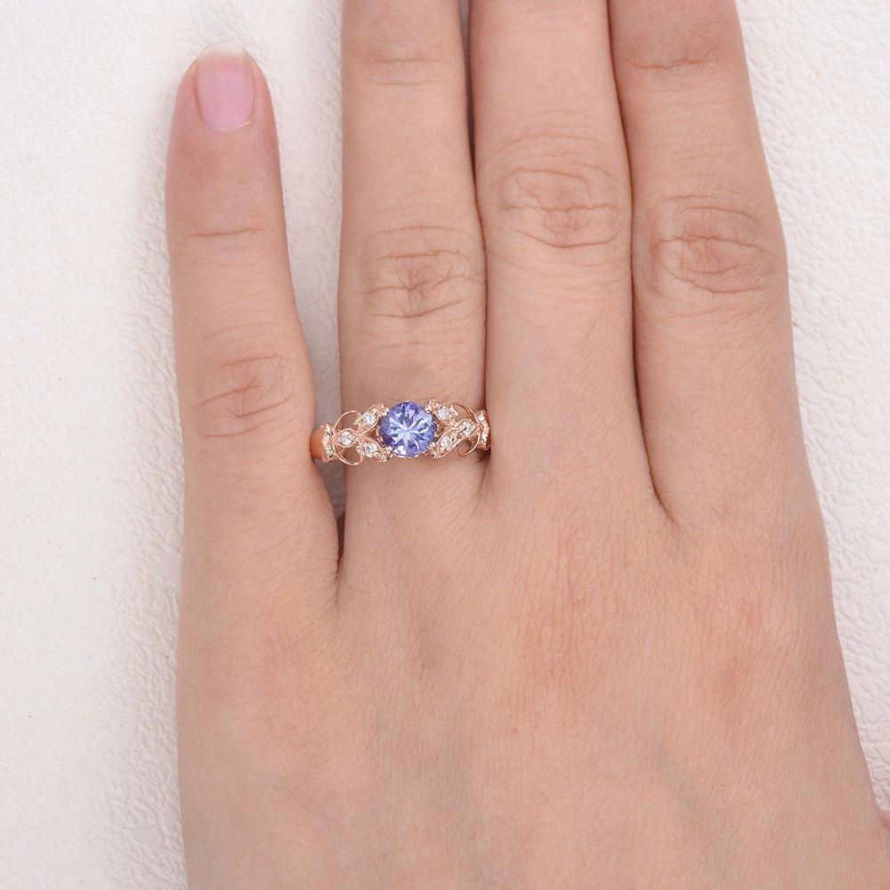 Tanzanite & Moissanite Inspired Rose Gold Ring Fantastic Accessory Exclusive Object