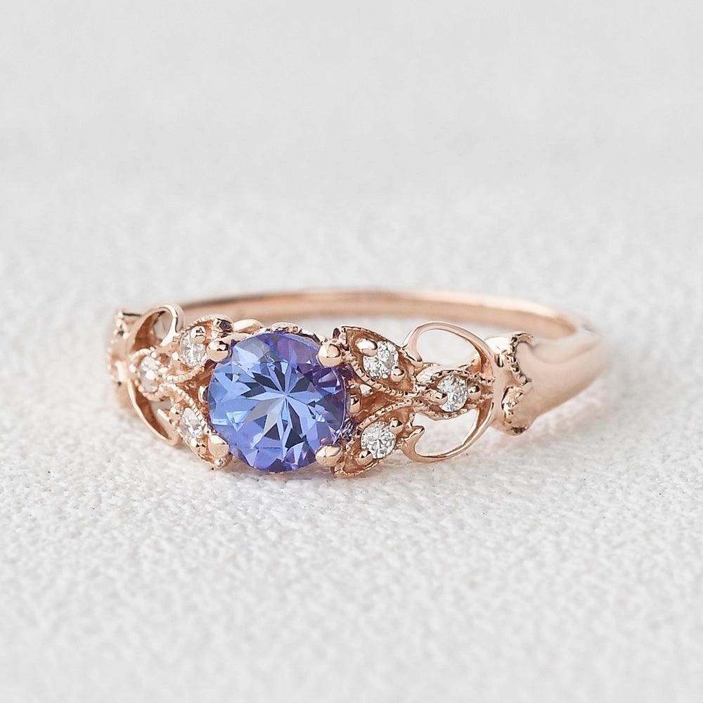 Customizable Appearance Glamorous Expression Tanzanite & Moissanite Inspired Rose Gold Ring