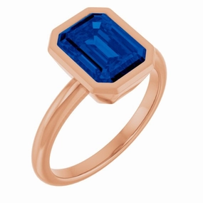 14K Rose Lab-Grown Blue Sapphire Ring Quality Embellishment Sparkling Expression