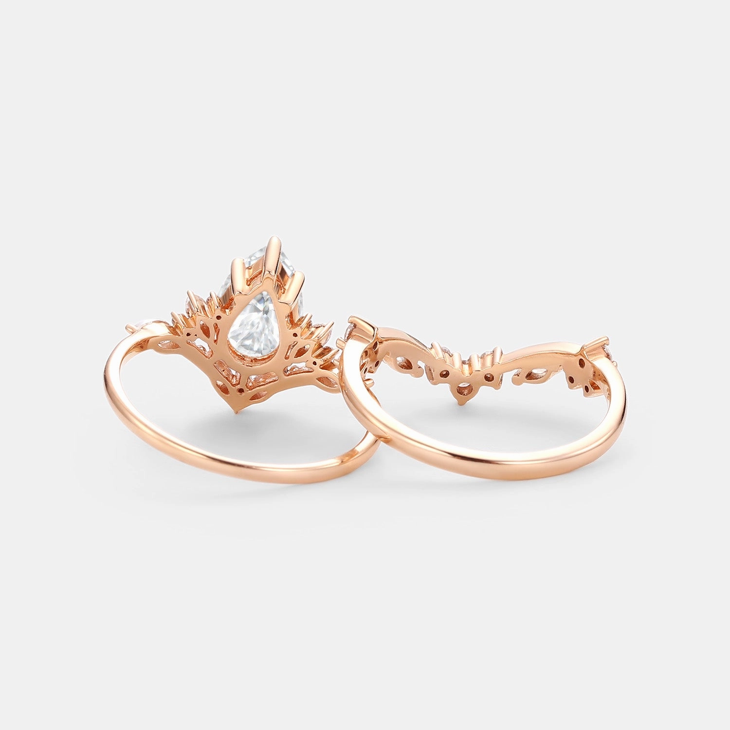 Wonderful Item Budget Item Pear Cut Moissanite Cluster Engagement Ring Set 2pcs - Nectar